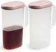 Plasticforte Waterkan met deksel - 2x stuks - 2 liter - roze/ transparant - kunststof
