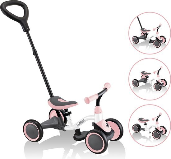 Globber Leerfiets 3 in 1, wit-pastelroze