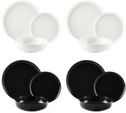 Excelsa Italiaans Design Nordic Serviesset – 18-Delig – Zwart & Wit – Aardewerk – 6 Personen