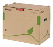 Esselte Eco Archiefcontainer, opbergdoos voor 5 A4-mappen, opbergbox met deksel, transportbox met handgrepen, 100% gerecycled golfkarton, 100% recyclebaar, 10 stuks, natuurbruin, 623920