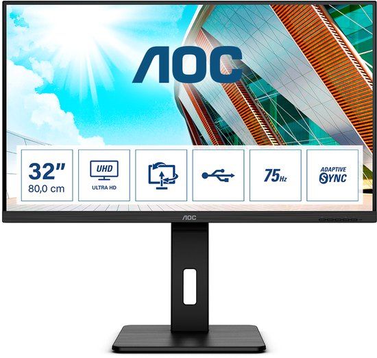 AOC P2 U32P2 - 31.5 inch Monitor - 4K Ultra HD - 60Hz - VA Panel