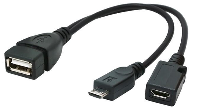 transmedia USB Micro B OTG adapter met Micro USB voeding - USB2.0 - 0 15 meter