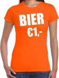 Bellatio Decorations Shoppartners Bv Koningsdag t-shirt bier 1 euro oranje - dames - Kingsday outfit / kleding / shirt XXL