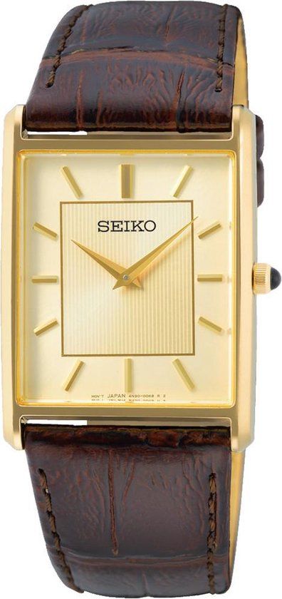 Seiko SWR064P1 Heren Horloge - Goudkleurig - Analoog - Quartz - Leer