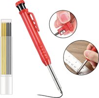 PD PD® - Markeerpotlood + Navulling - Pica Dry Alternatief - Bouwpotlood - Timmermanspotlood - Inclusief Navulling & Ingebouwde Puntenslijper Dop - Rood