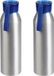 Merkloos / Sans marque Inspirion Gmbh 2x Stuks aluminium waterfles/drinkfles zilver met blauwe kunststof schroefdop 650 ml