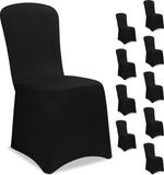 DETEX Set 10 Stoelhoezen - Eetkamerstoelen Universeel Stretch - Zwart