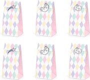 PartyDeco Traktatie Zakjes Unicorn Set/6