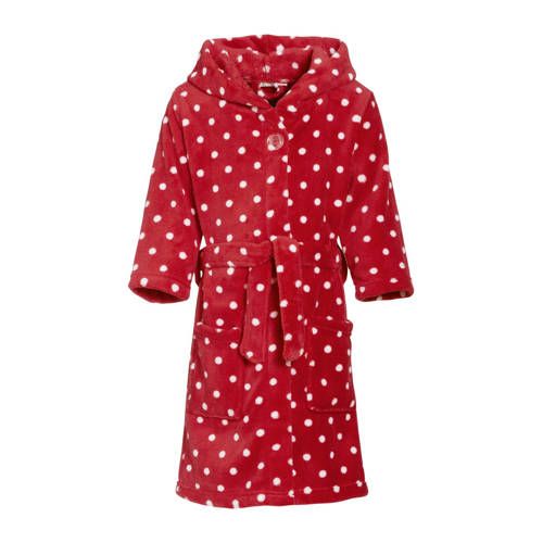 Playshoes fleece badjas Dots rood/wit