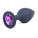 PleasureBox Anale plug van siliconen met strassteentjes, uniseks, paars, maat M