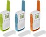 Motorola T42 multifunctionele radio, 3 stuks, bereik van 4 km, 16 kanalen, oplaadbaar, kleuren: blauw, groen, oranje
