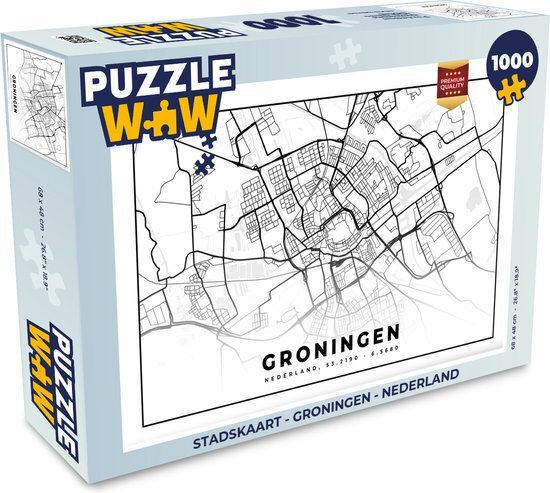 MuchoWow Puzzel Stadskaart - Groningen - Nederland - Legpuzzel - Puzzel 1000 stukjes volwassenen - Plattegrond