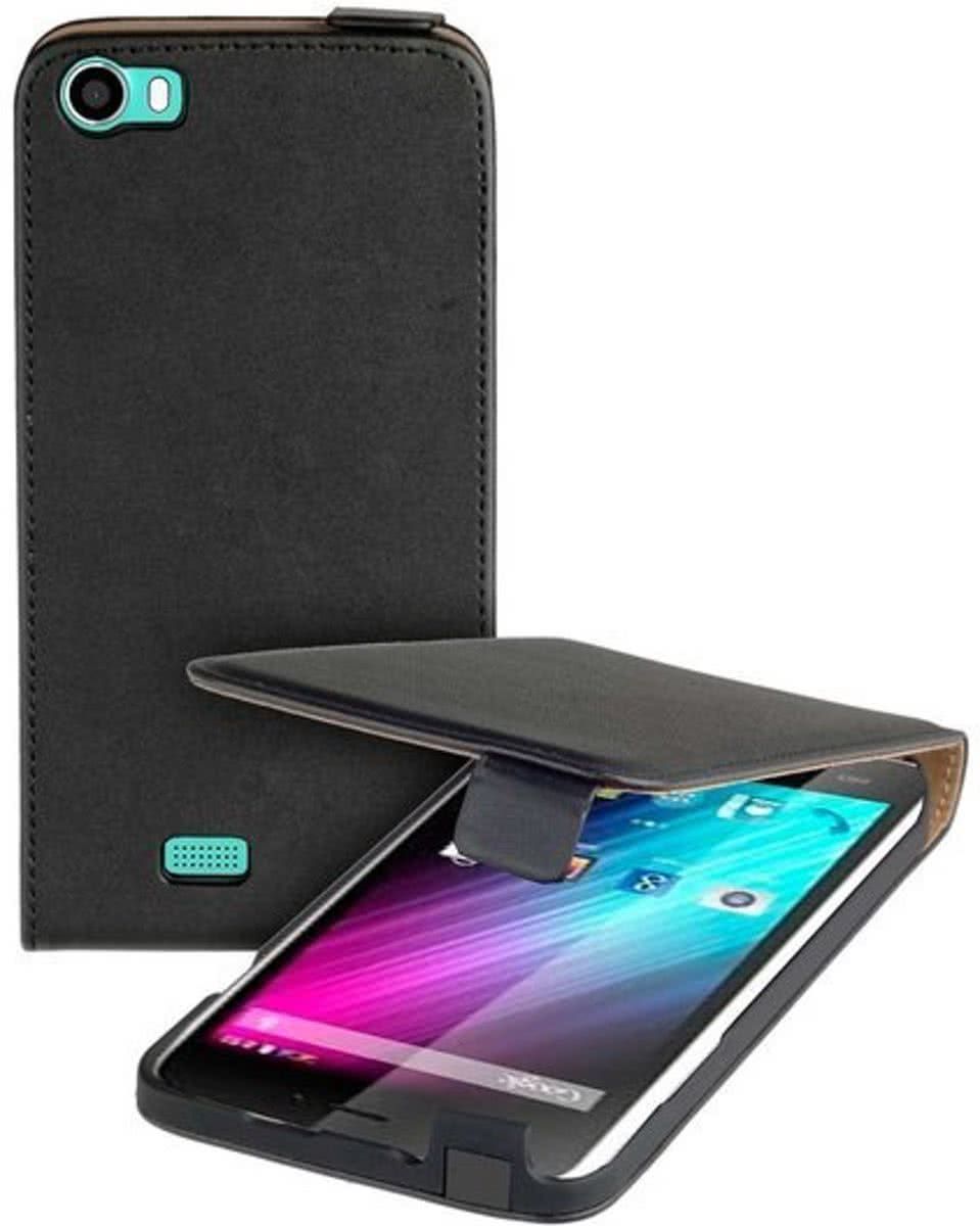 LELYCASE Zwart Eco Leather Flip case Voor Wiko Lenny hoesje