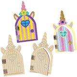 Baker Ross Eenhoorn Feeëndeur Houten Knutselset - Set van 4