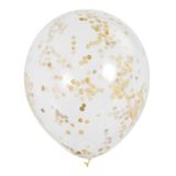 Haza Witbaard Confetti ballonnen goud, 6st.