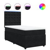 vidaXL Boxspringbed met matras, fluweel, zwart, 140x190 cm