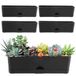 Set van 5 vensterdozen 40 cm rechthoekige plantenbak - grote plastic bloempotten voor kruiden en vetplanten - Zwarte zelfbewaterende vensterbankbakken voor binnen/buiten