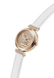 Guess Array Quartz Analoog Horloge Wit Kast Gemaakt Van 100% Roestvrij Staal En Een Armband Van 100% Echt Leer 28 GW1046L2, GW1046L4