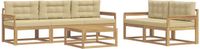 vidaXL - Bank loungeset - 5 zitplekken - Wit en Beige - Acacia hout