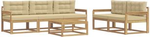 vidaXL - Salon d'angle - 5 places assises - Blanc et Beige - Bois d'acacia