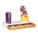 Relaxdays wandplank met lade, HxBxD: 8 x 60 x 24 cm, wandschap scandinavisch design, MDF, bamboe, wit/natuur