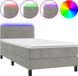 vidaXL Boxspringbed met matras en LED-verlichting, lichtgrijs, 100x200 cm, fluweel
