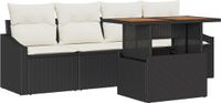 vidaXL Tuinbank - Set - 4 zitplekken - Zwart - Polyrattan