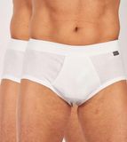 SCHIESSER Cotton Essentials sportslips (2-pack) - Doppelripp met gulp - wit