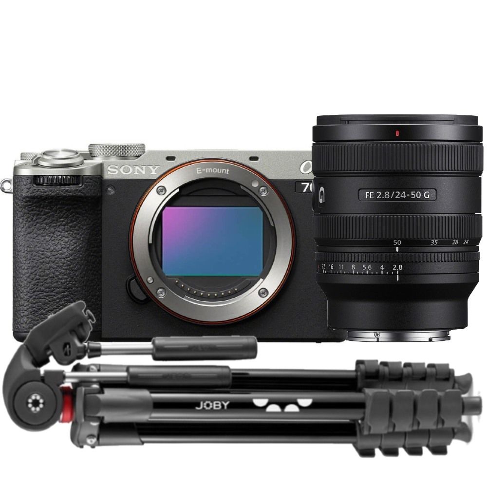 Sony A7C II zilver + 24-50mm F/2.8 + Joby Compact Advanced Tripod