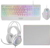 Mars Gaming MCP124PRO Gaming Combo 4-in-1, RGB H-Mech Toetsenbord, RGB Muis, FRGB Hoofdtelefoon, Nanotextiel Muismat, Wit