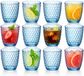 Bormioli Rocco Drinkglazen Drops - waterglazen - blauw transparant - glas - set 12x stuks - 290 ml