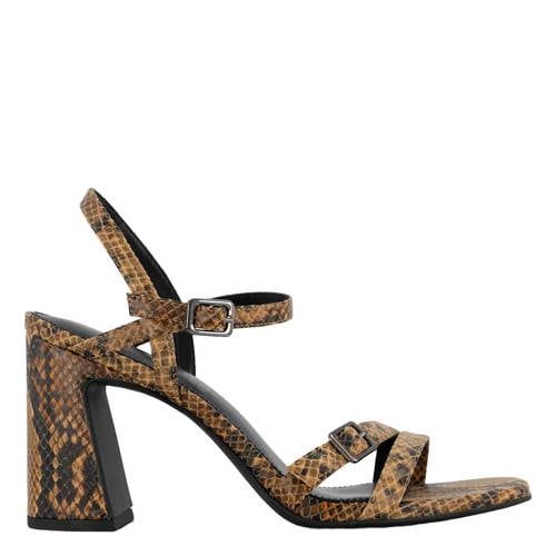Graceland leren sandalettes met dierenprint bruin