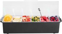 VEVOR Gekoelde Kruiden Server 6 Compartimenten Serveerschaal met Deksel 503x165x117mm
