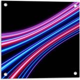Merkloos / Sans marque Tuinposter - Cirkelvormige Roze, Paarse en Blauwe Neon Strepen - 50x50 cm