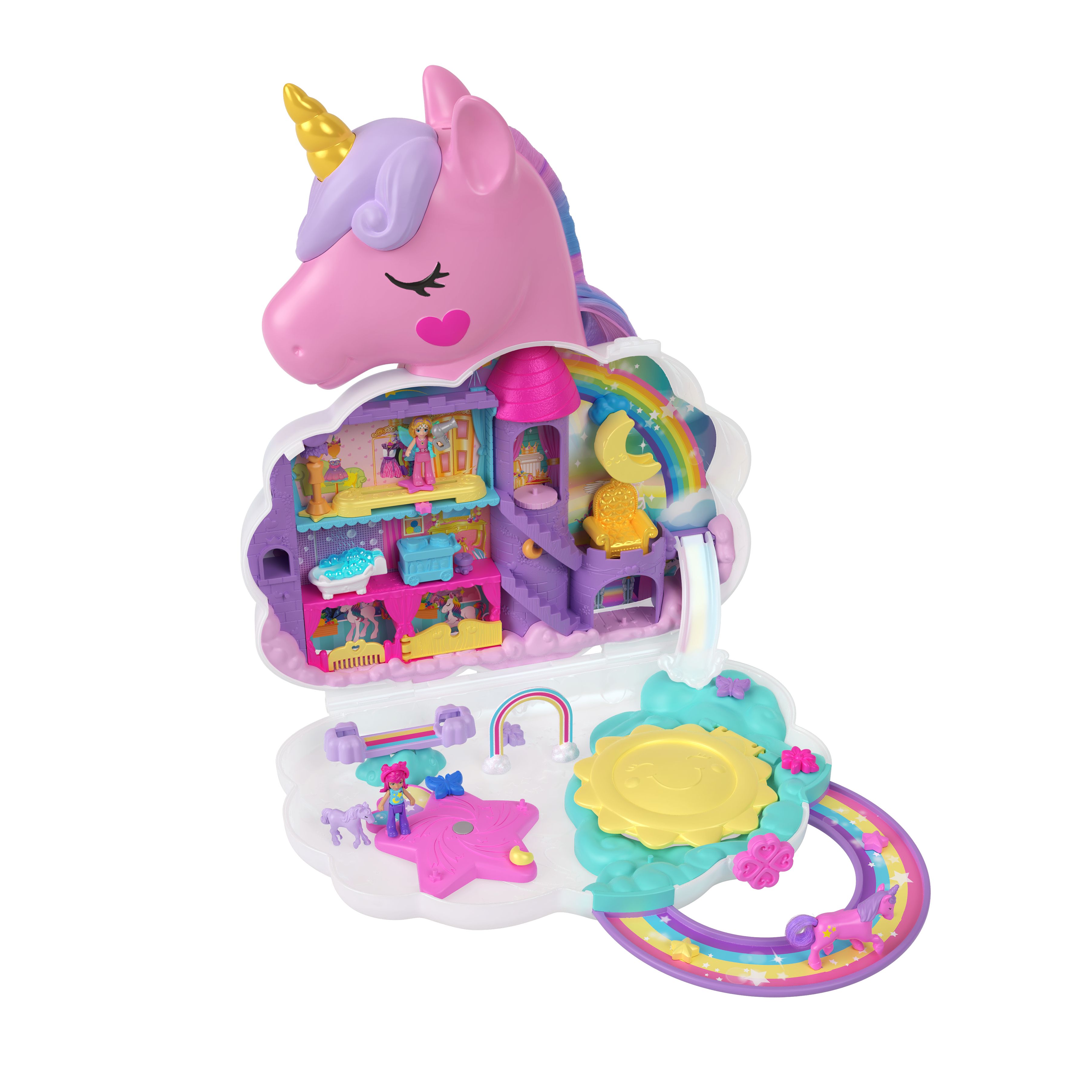 Polly Pocket Salon van de Regenboogeenhoorn - Speelset - Meisjes - 4+ jaar - 28 stuks