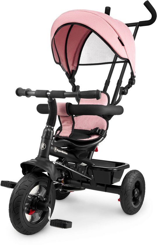 HyperMotion Kinderdriewieler van 1 Jaar, tot 20 kg, Kinderfietsen, 1-4 Jaar, Peuterfiets met Duwstuur, Baby Peuterfiets, Driewieler, Ouderhandvat, eerste Fiets, Roze