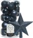 Decoris Boules de Noël 31 pièces - Bleu foncé - Plastique - Mat/Brillant/Paillettes Mix