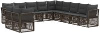 vidaXL Tuinbank - Set - 11 zitplekken - Grijs - Polyrattan