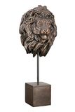 Casablanca decoratieve figuur sculptuur leeuwenkop sokkel XL - 3D dierenkop standbeeld van kunsthars - kleur: brons hoogte 51 cm