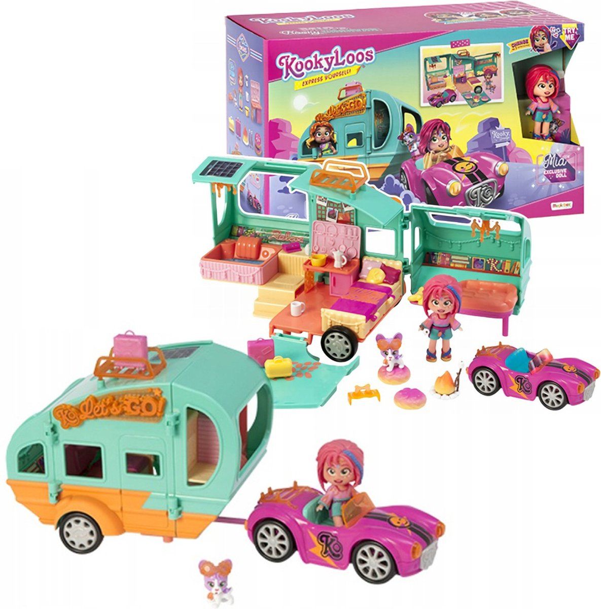KOOKYLOOS Kookyloos - Mia camping set - Pop met auto en camping