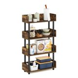 Furinno Turn-N-Tube 4-Tier Toolless Display Rack, Amber Pine/Zwart