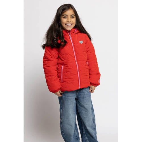 LOOXS little teddy winterjas met hartjes - rood