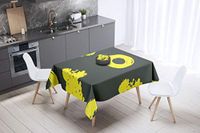 Bonamaison Tafelkleed, Anti-Mold, Sneldrogend, Waterdicht, 100% Polyester Tafellaken, Neon Geel, Rook, 140 x 140 Cm
