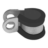 RSGU-buisklem, RIEGLER RSGU-buisklem, verzinkt staal (W1), met rubberen profiel, volgens DIN 3016 vorm D1, spanbereik 18,0 mm, bandbreedte 15,0 mm