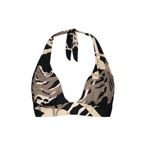 Barts Melyd voorgevormde halter bikinitop zwart/taupe/ecru