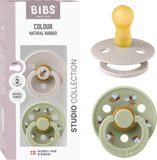 BIBS Colour Fopspeen - 6-18 mnd - 2-pack - Ronde - Mushroom/Sage