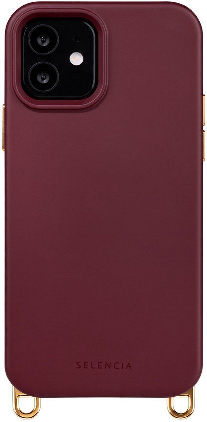 Selencia Rivièra MagSafe Backcover met afneembare haakjes voor de iPhone 12 / 12 Pro - Bold Burgundy
