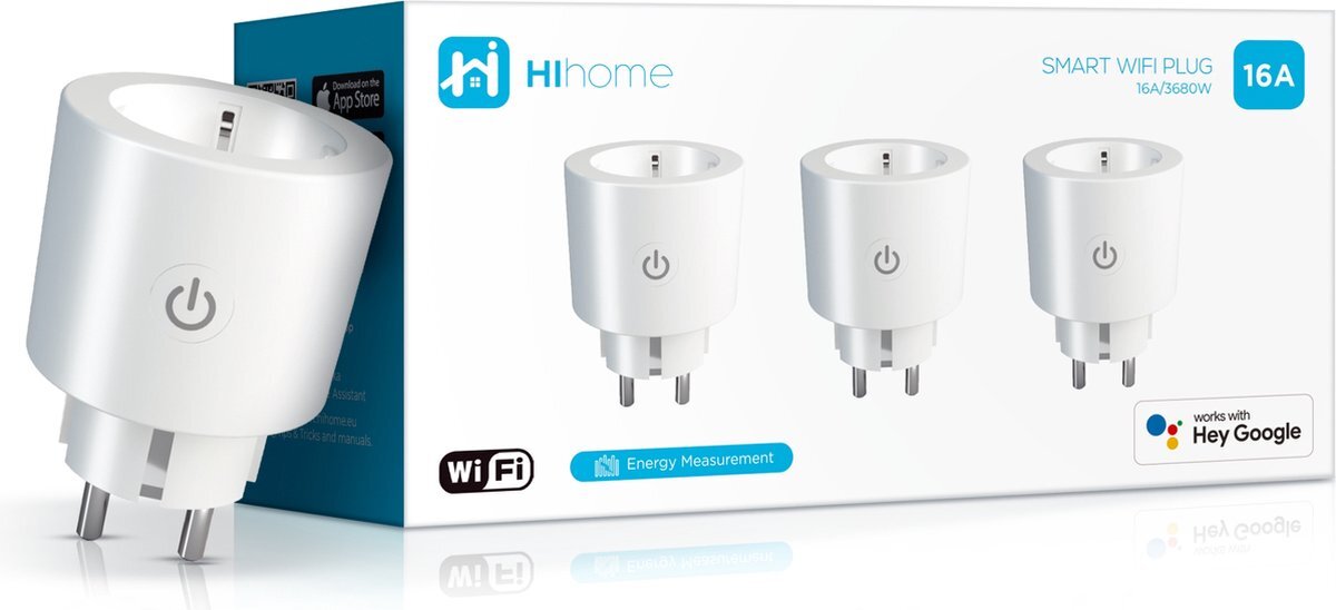 HIHOME Slimme Stekker 3-pack - Smart WiFi Plug 16A met Energiemeter - Tuya compatible