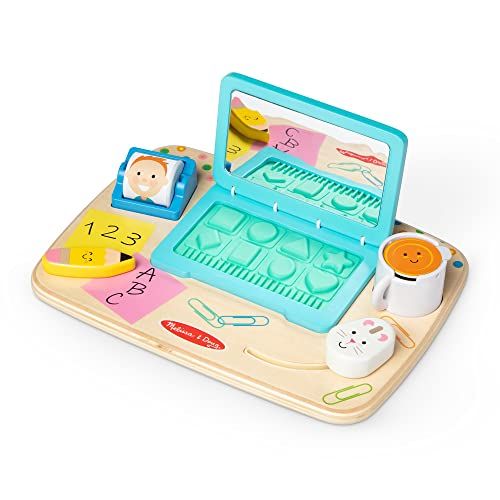MELISSA & DOUG Houten activiteitenbord Werken & Spelen | Sensorisch speelgoed voor baby's en peuters | Laptop, computer voor kinderen | Baby speelgoed 1 2 3 jaar | Cadeau voor jongens en meisjes