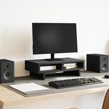 vidaXL Monitorstandaard Zwart Eiken 50x27x15 cm Bewerkt Hout